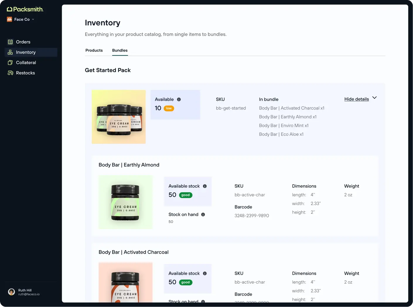 Inventory levels bundles